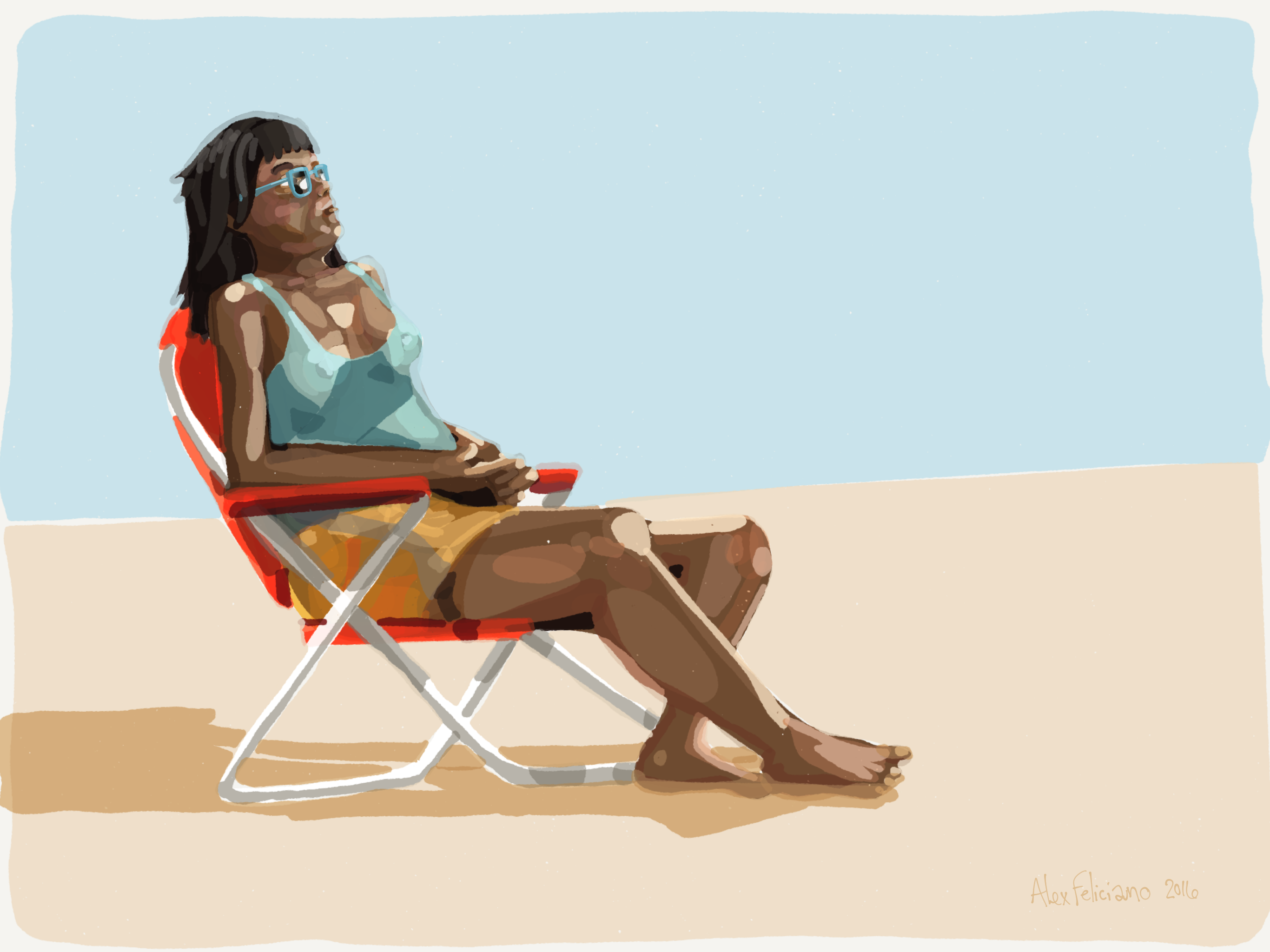 woman sitting on a sandy landscape