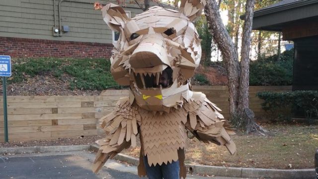 Alex Felicano in Cardboard bear costume